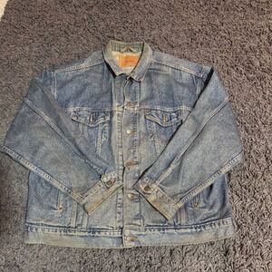 Vintage Levi's Denim Trucker Jacket 70507-4890‎ XL Distressed Light Wash Coat